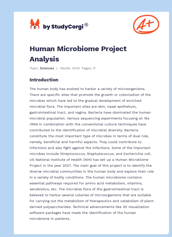 Human Microbiome Project Analysis. Page 1
