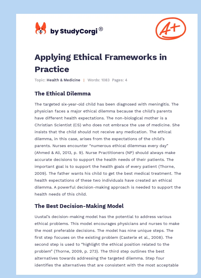 Applying Ethical Frameworks in Practice. Page 1