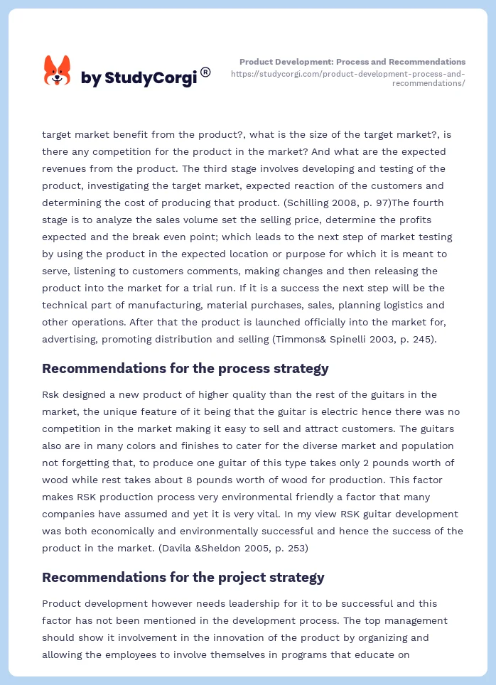 Product Development: Process and Recommendations. Page 2