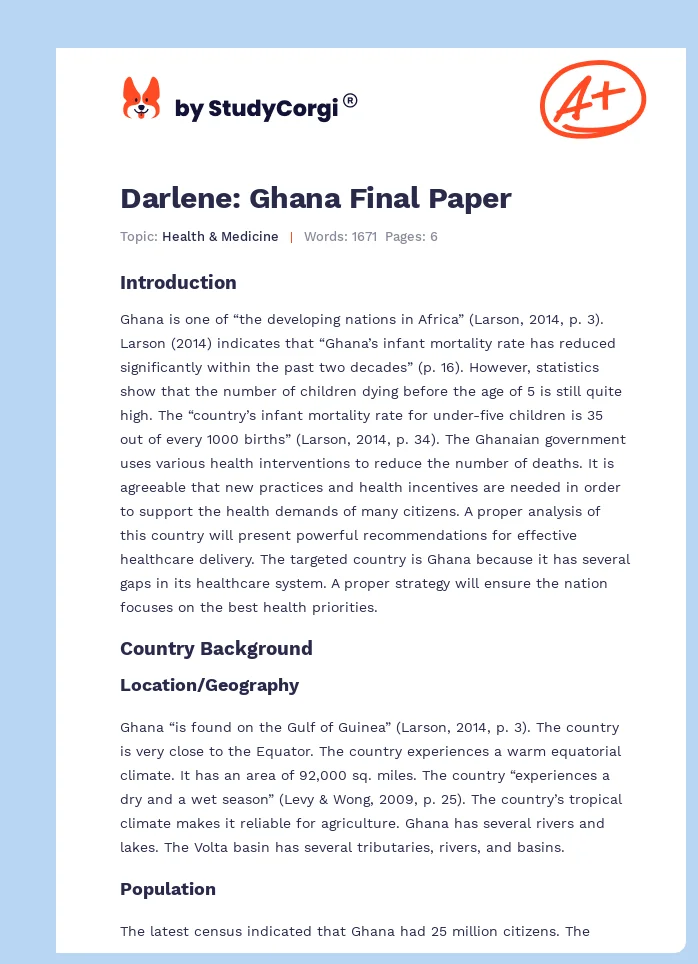 Darlene: Ghana Final Paper. Page 1