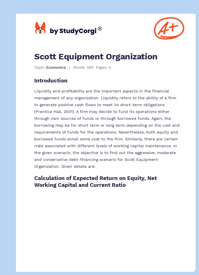 Scott Equipment Organization. Page 1