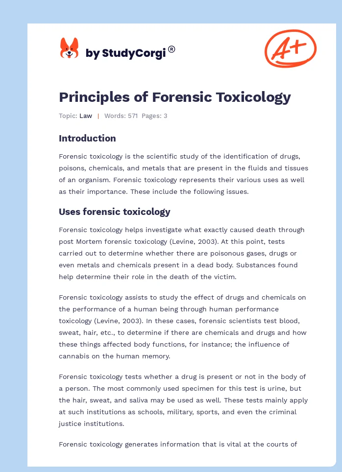 Principles of Forensic Toxicology. Page 1