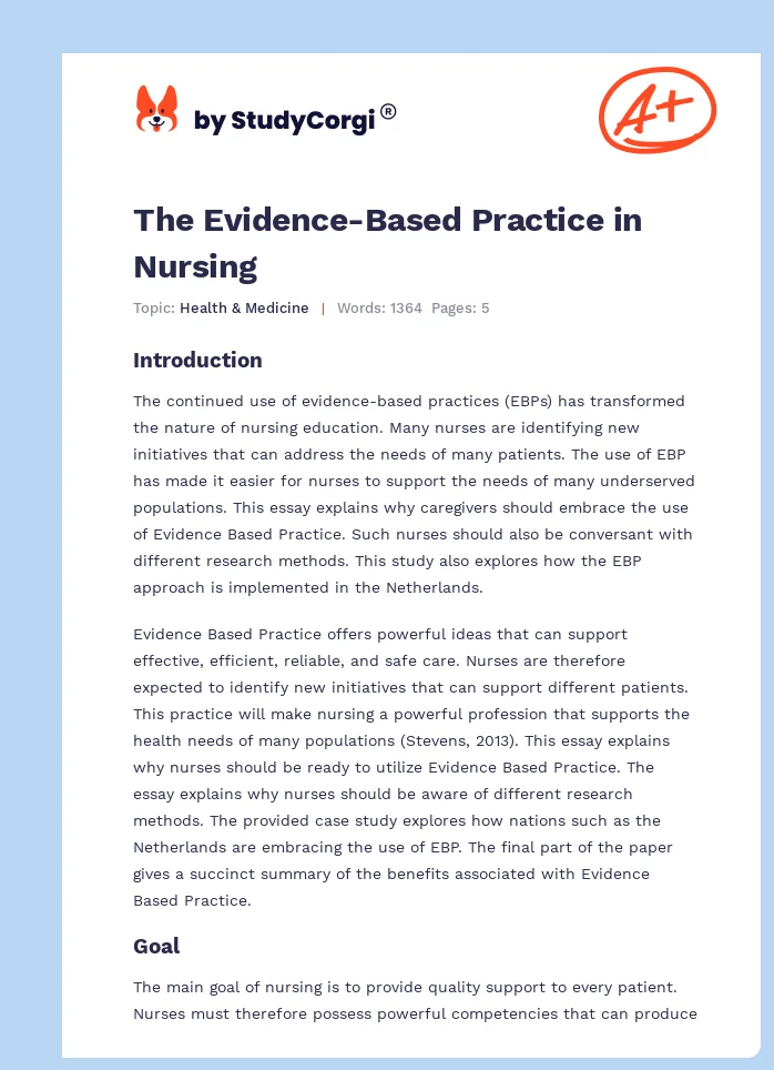 The Evidence-Based Practice in Nursing. Page 1