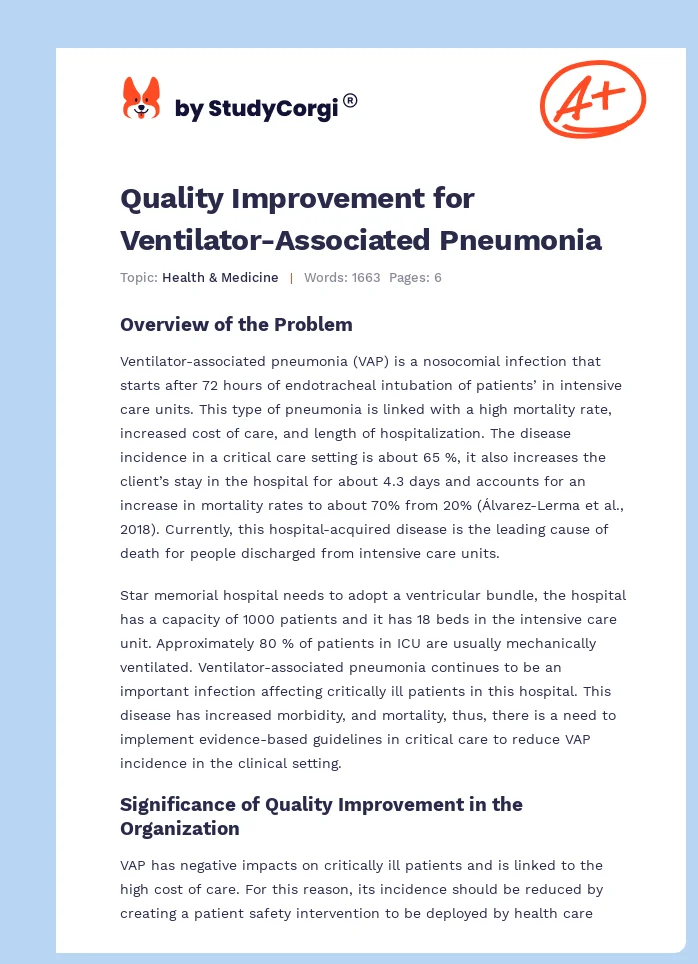 Quality Improvement for Ventilator-Associated Pneumonia. Page 1