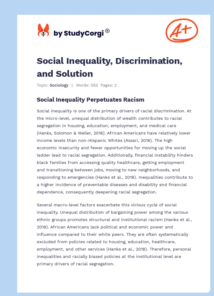 Social Inequality, Discrimination, and Solution. Page 1