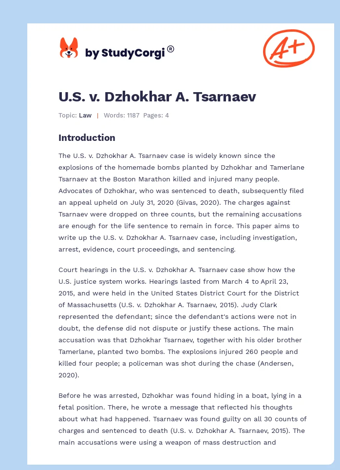 U.S. v. Dzhokhar A. Tsarnaev. Page 1