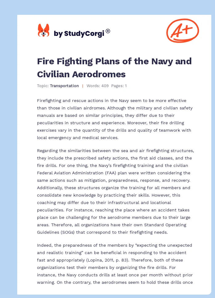 Fire Fighting Plans of the Navy and Civilian Aerodromes. Page 1