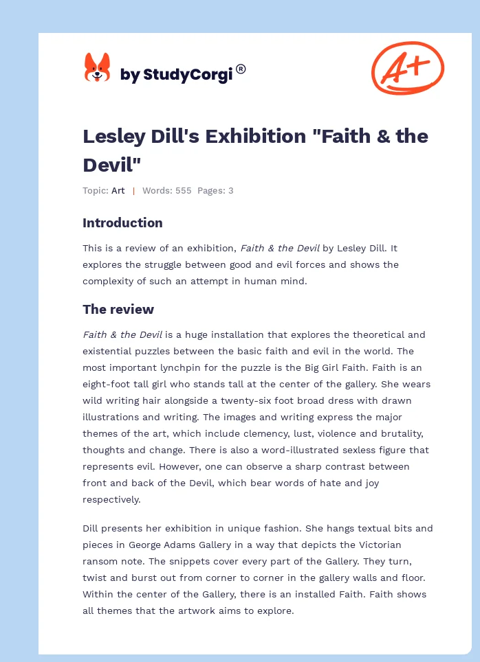 Lesley Dill's Exhibition "Faith & the Devil". Page 1