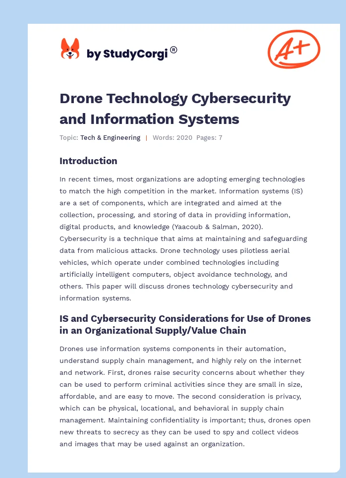 Drone Technology Cybersecurity and Information Systems. Page 1