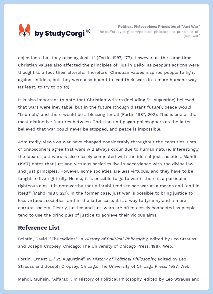 Political Philosophies: Principles of "Just War". Page 2