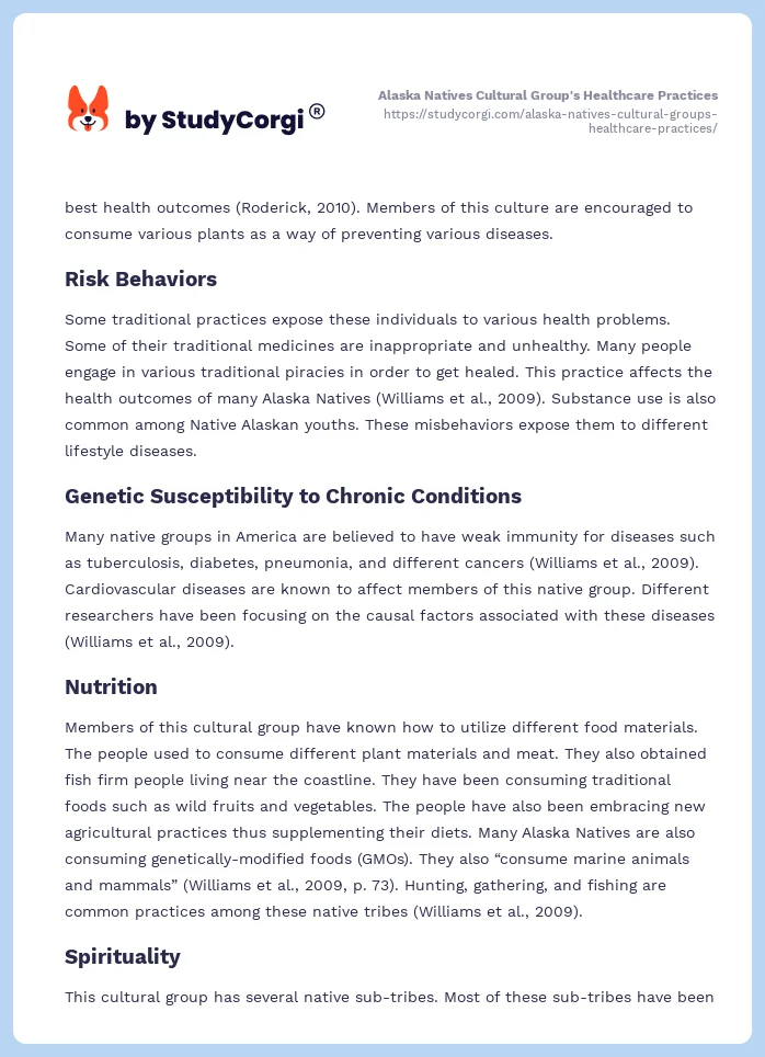 Alaska Natives Cultural Group's Healthcare Practices. Page 2