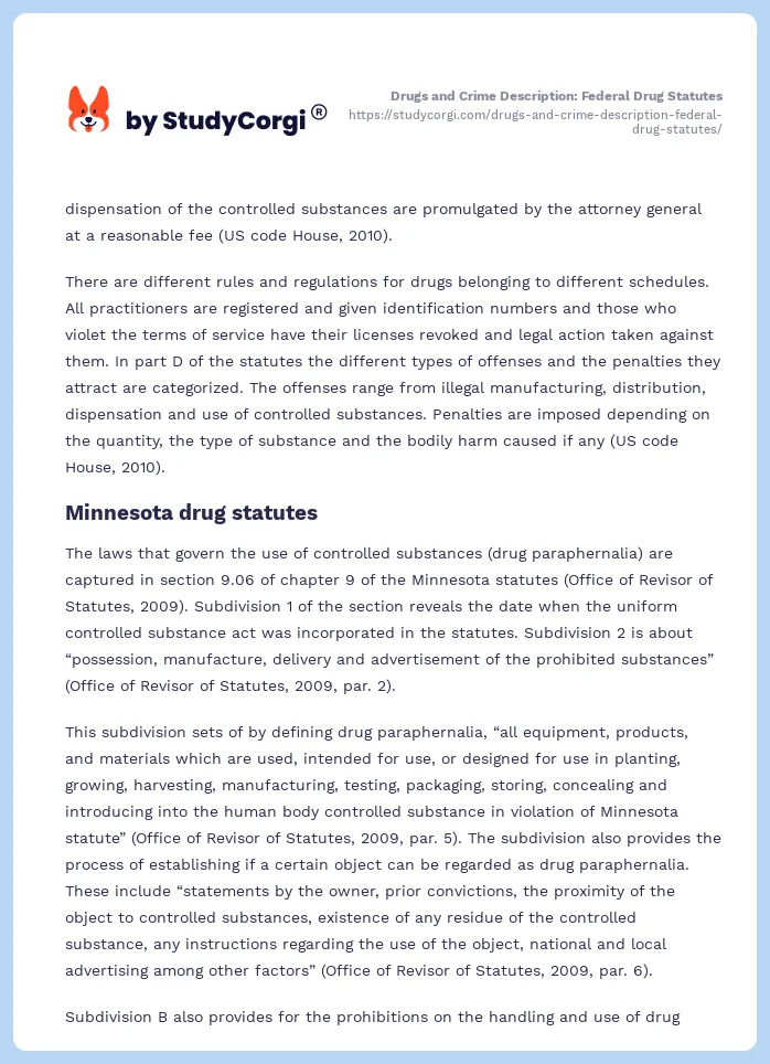 Drugs and Crime Description: Federal Drug Statutes. Page 2