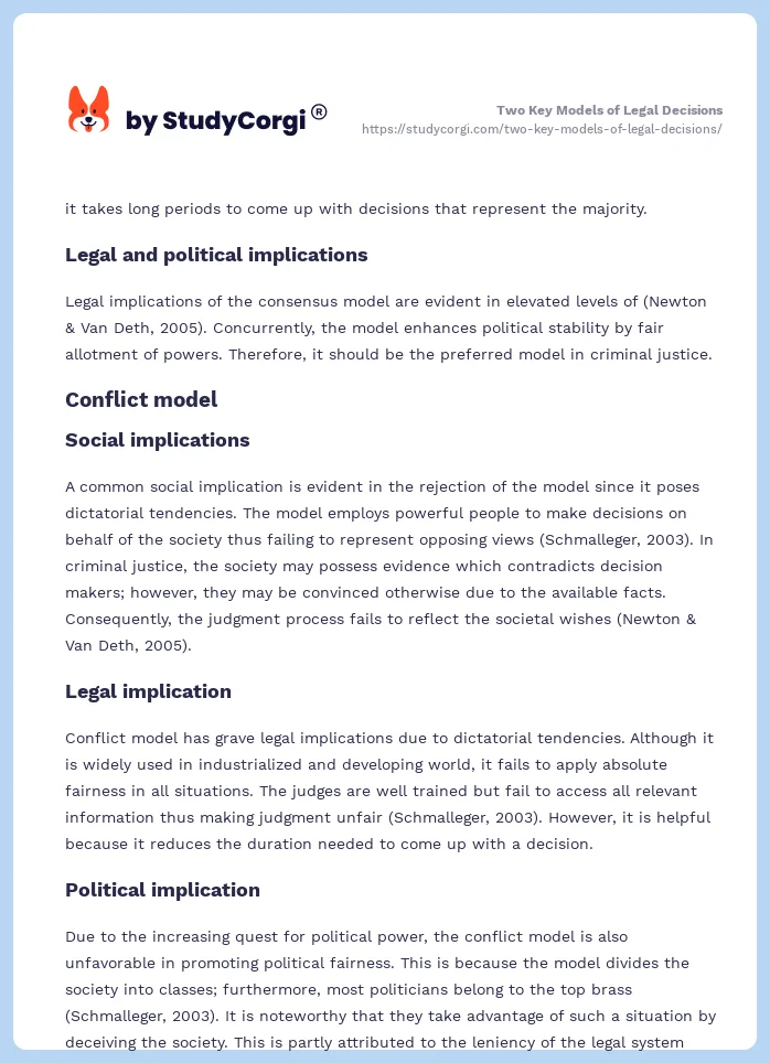 Two Key Models of Legal Decisions. Page 2