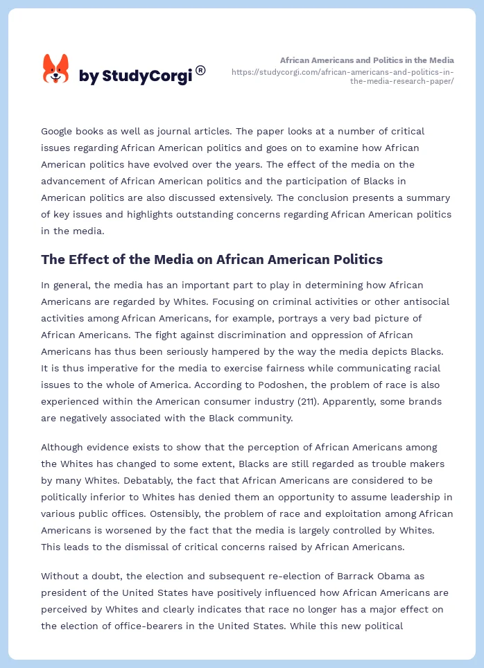 African Americans and Politics in the Media. Page 2