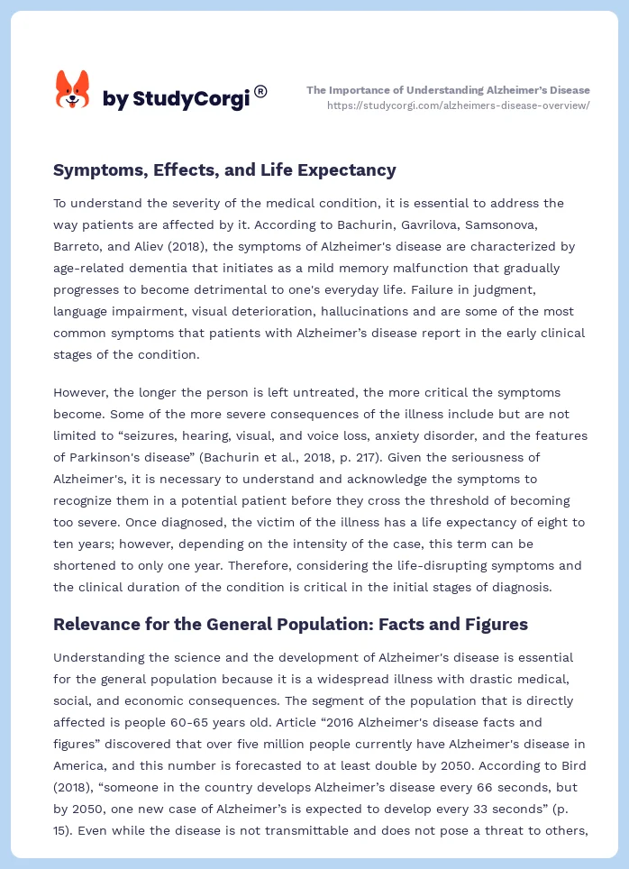 The Importance of Understanding Alzheimer’s Disease. Page 2