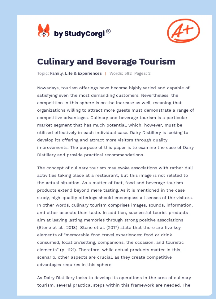 Culinary and Beverage Tourism. Page 1