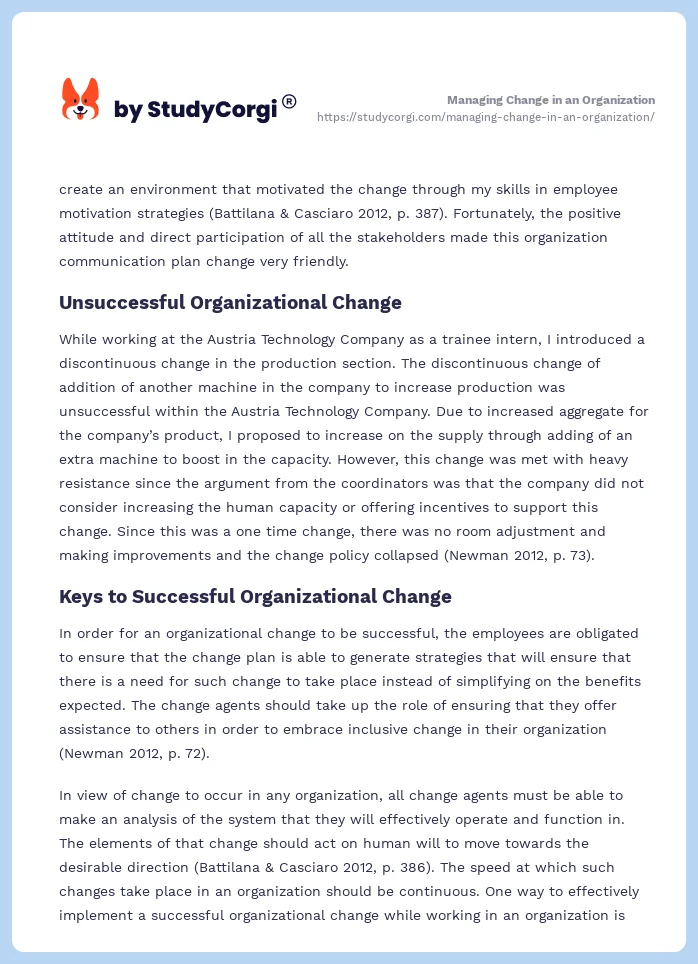 Managing Change in an Organization. Page 2