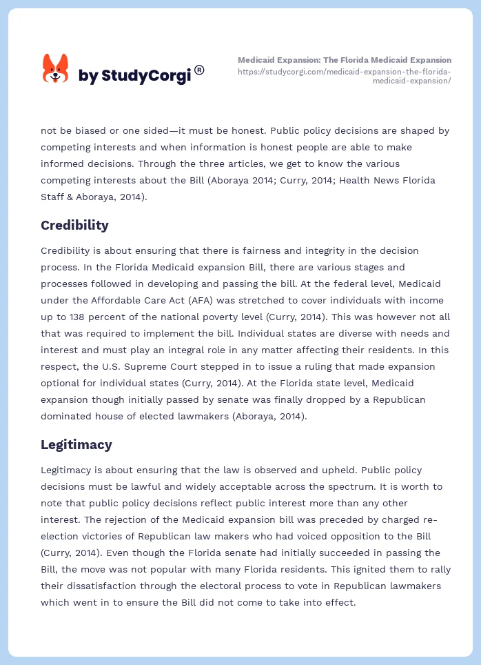 Medicaid Expansion: The Florida Medicaid Expansion. Page 2