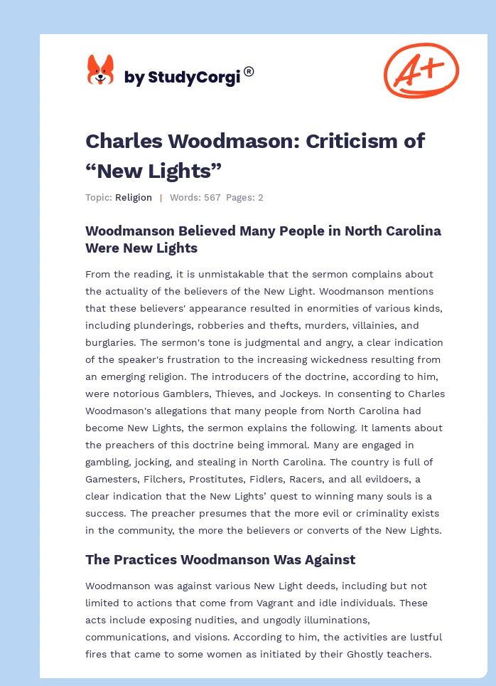 Charles Woodmason: Criticism of “New Lights”. Page 1