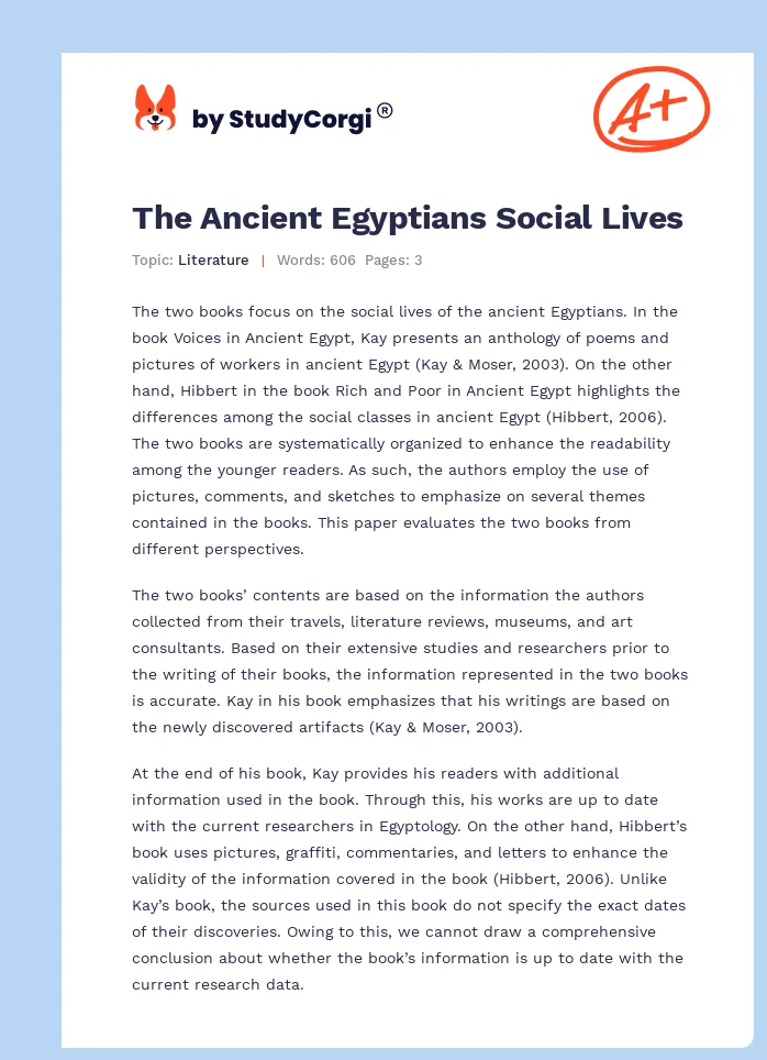 The Ancient Egyptians Social Lives. Page 1