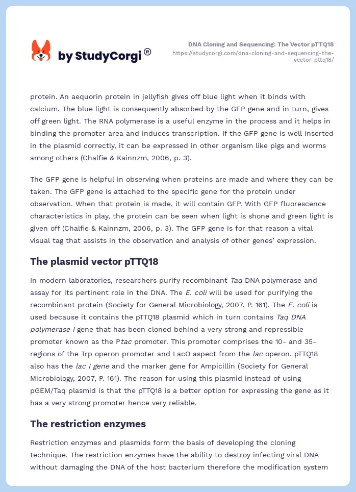 DNA Cloning and Sequencing: The Vector pTTQ18. Page 2