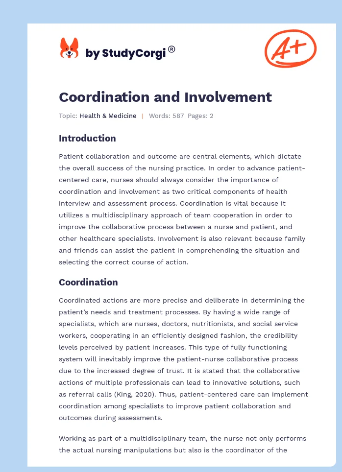 Coordination and Involvement. Page 1