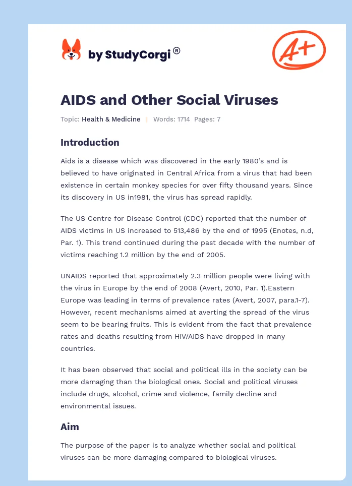 AIDS and Other Social Viruses. Page 1