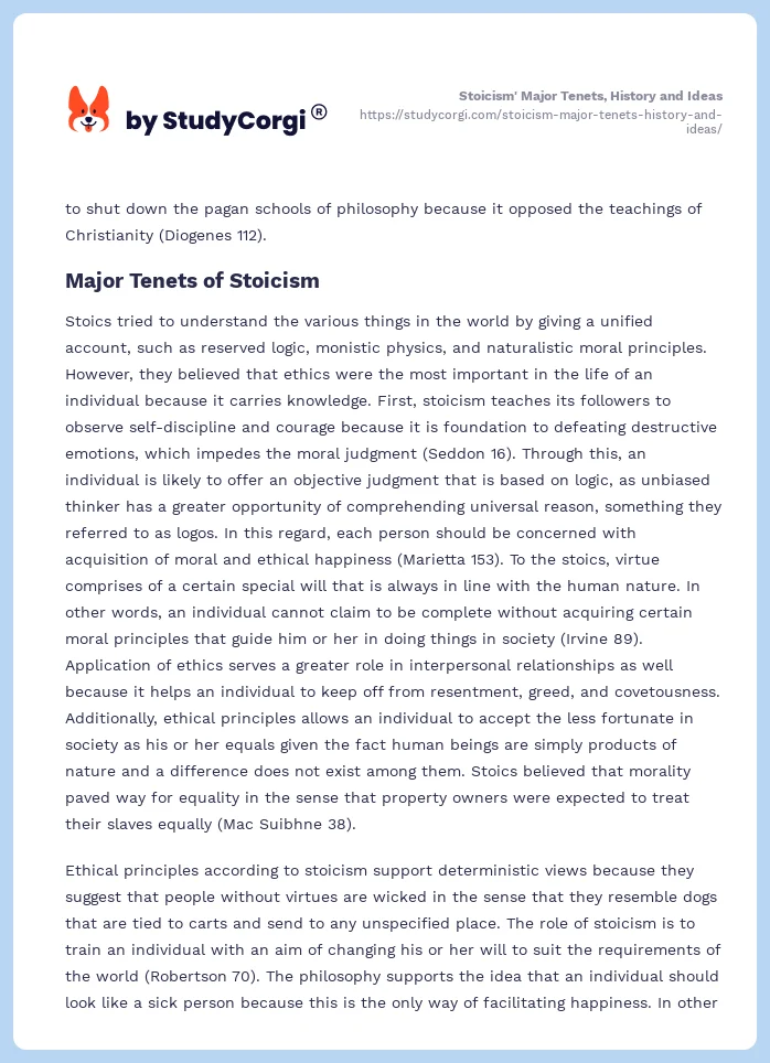 Stoicism' Major Tenets, History and Ideas. Page 2
