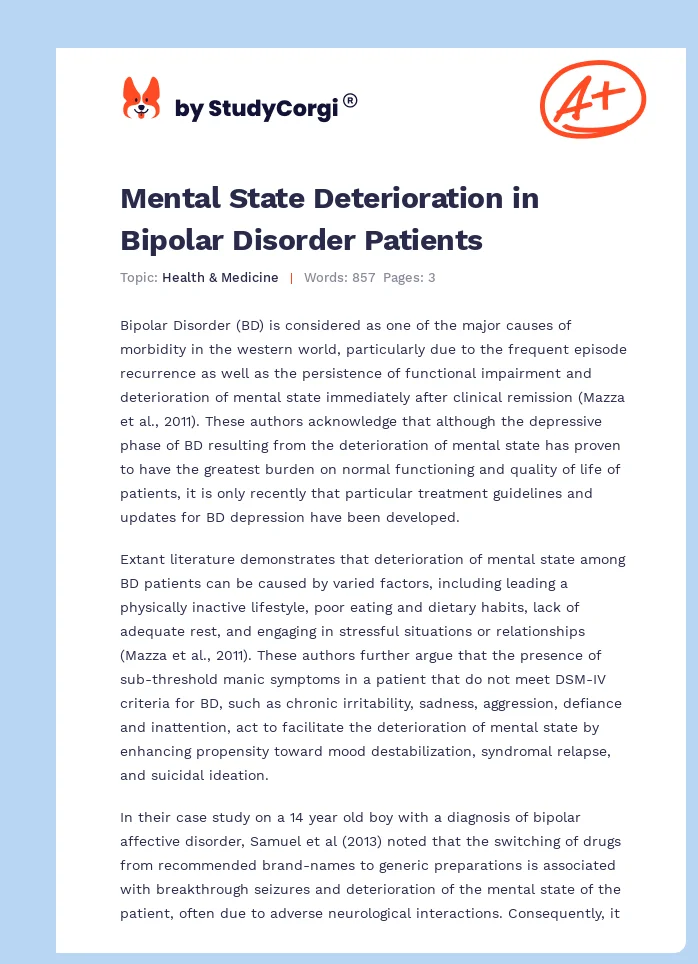 Mental State Deterioration in Bipolar Disorder Patients. Page 1
