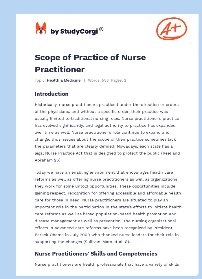 Scope of Practice of Nurse Practitioner. Page 1