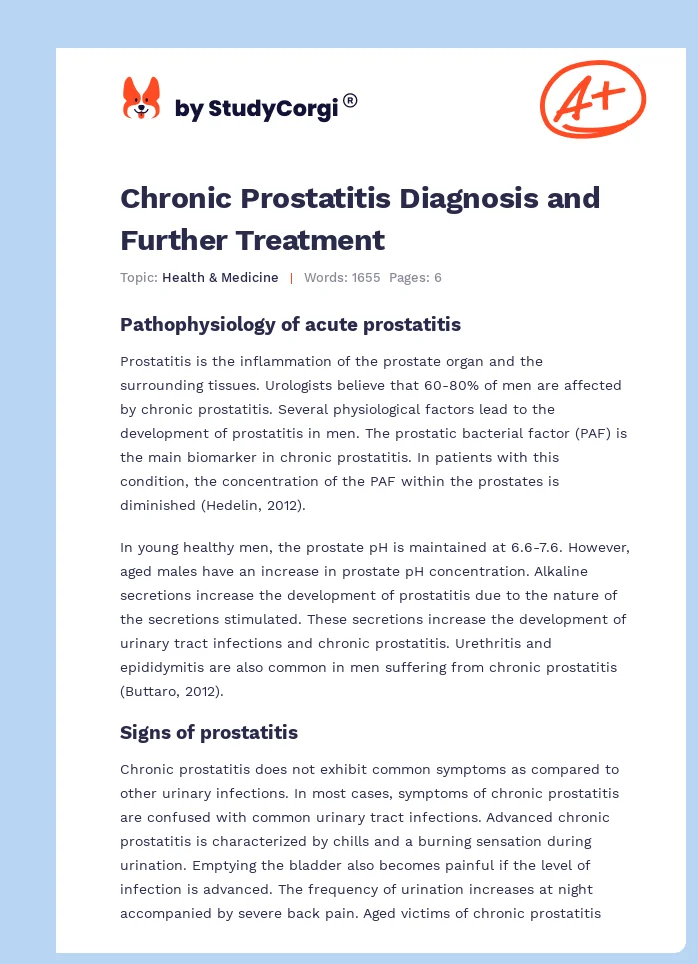 Chronic Prostatitis Diagnosis and Further Treatment. Page 1