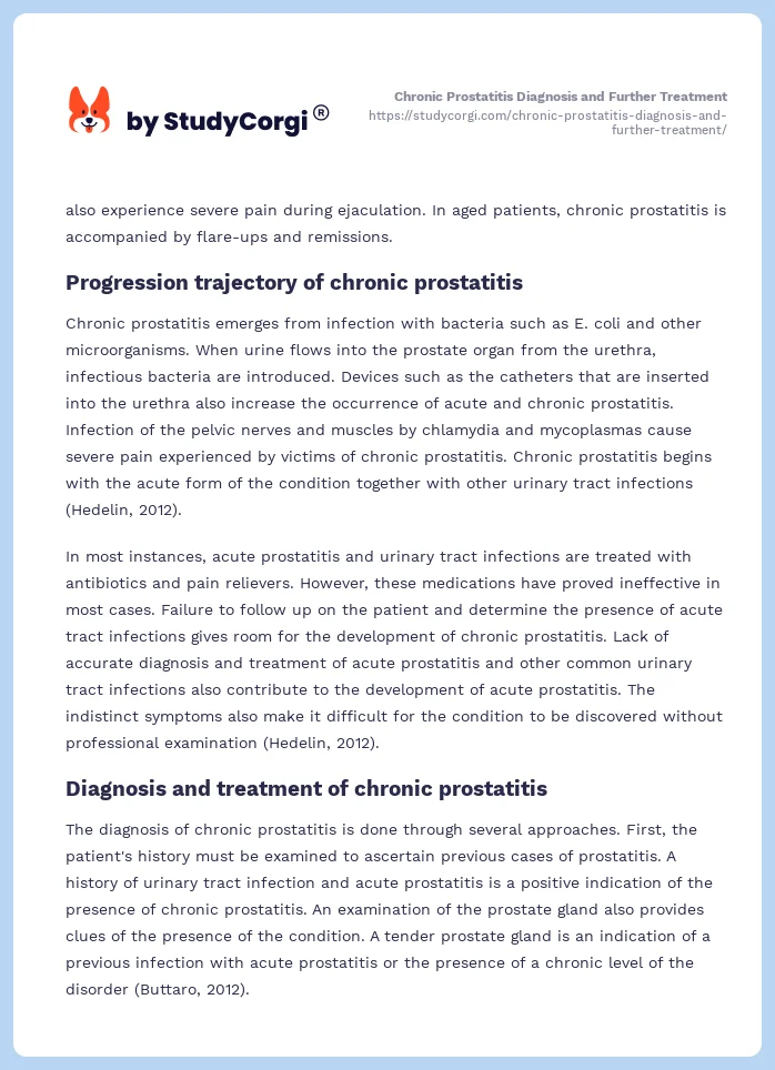 Chronic Prostatitis Diagnosis and Further Treatment. Page 2