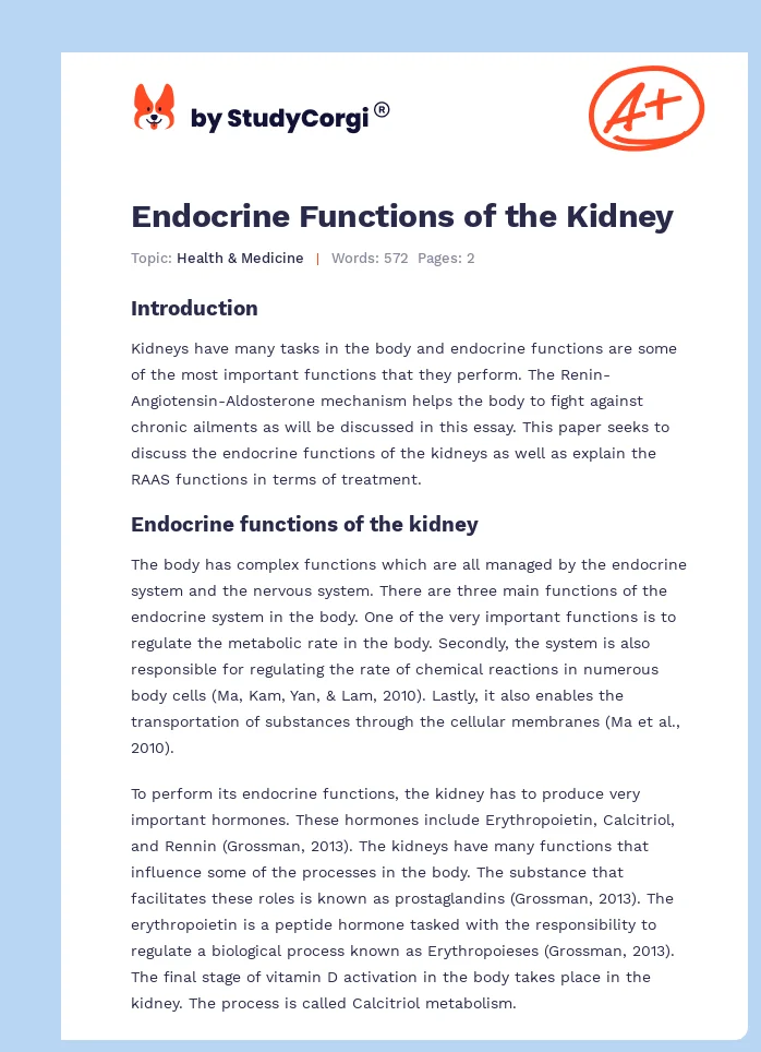 Endocrine Functions of the Kidney. Page 1