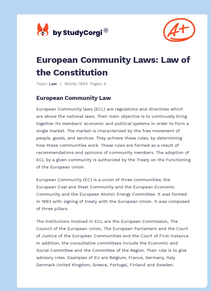 European Community Laws: Law of the Constitution. Page 1