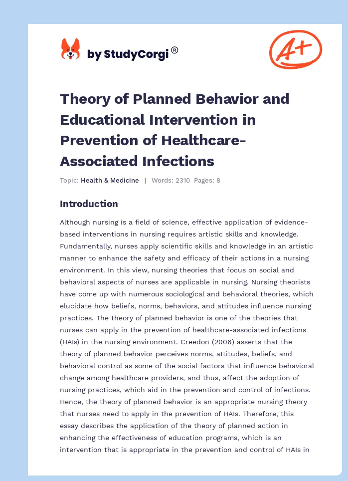 Theory of Planned Behavior and Educational Intervention in Prevention of Healthcare-Associated Infections. Page 1
