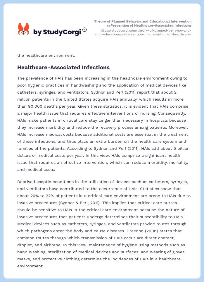 Theory of Planned Behavior and Educational Intervention in Prevention of Healthcare-Associated Infections. Page 2