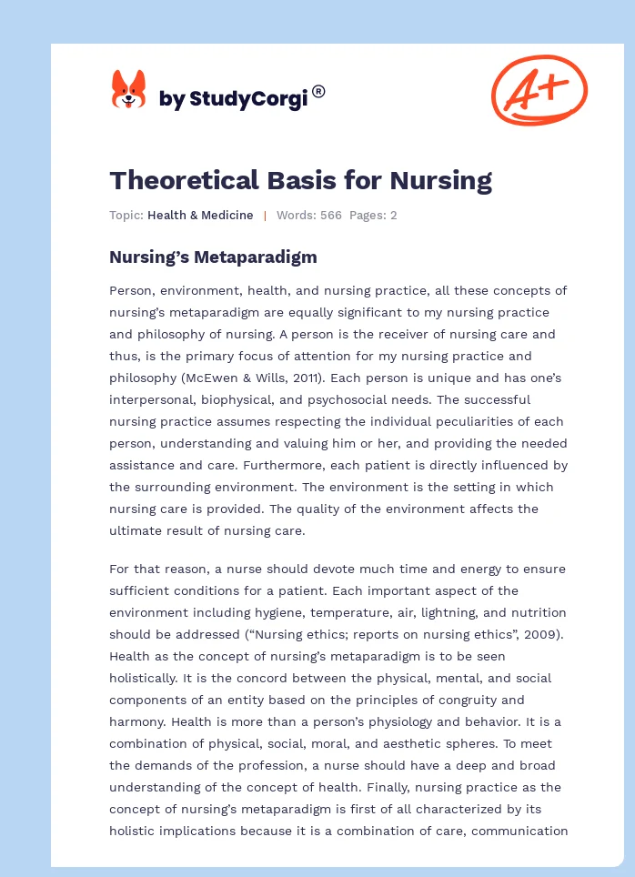 Theoretical Basis for Nursing. Page 1
