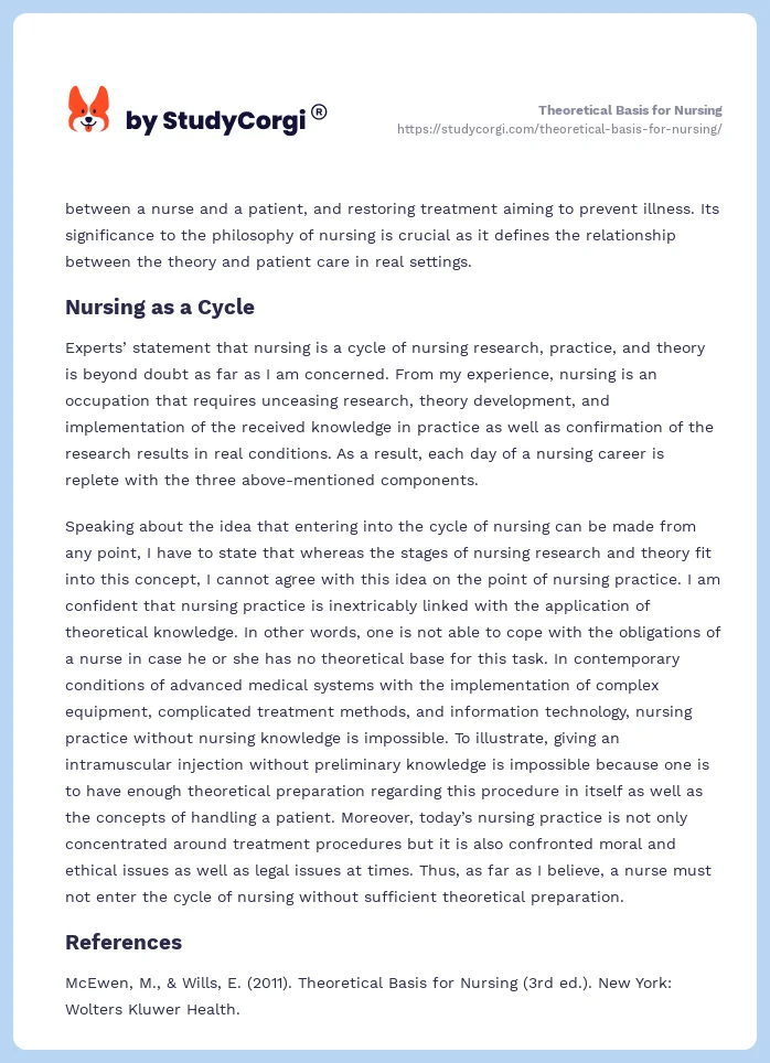 Theoretical Basis for Nursing. Page 2