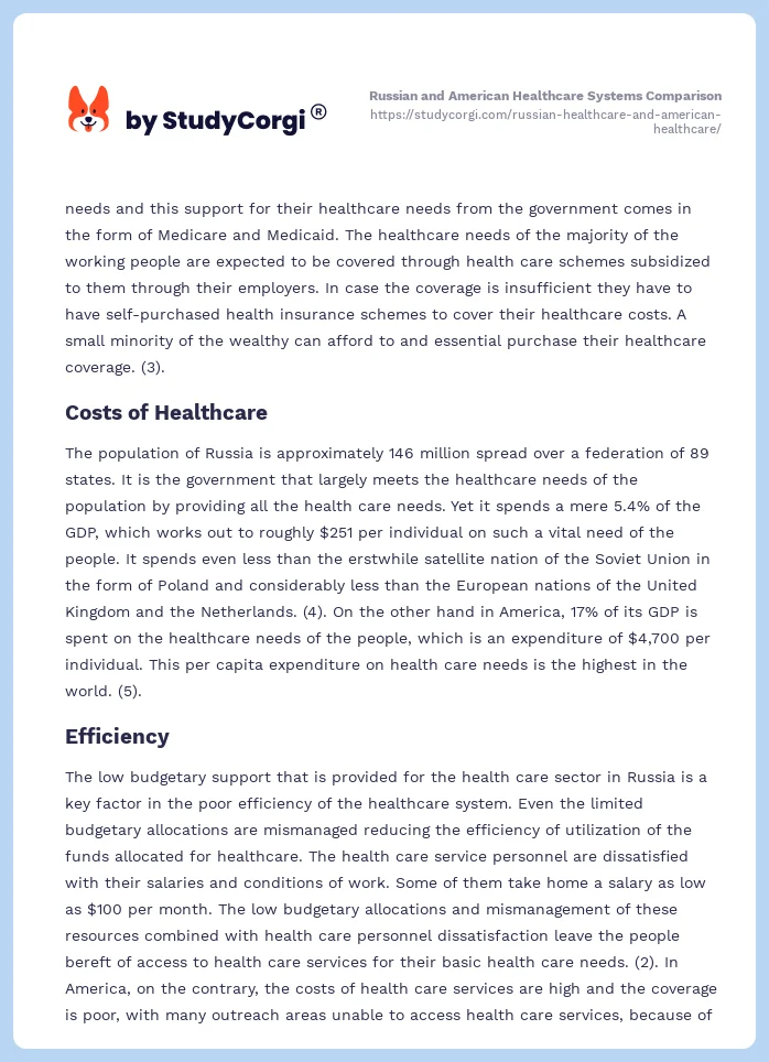 Russian and American Healthcare Systems Comparison. Page 2