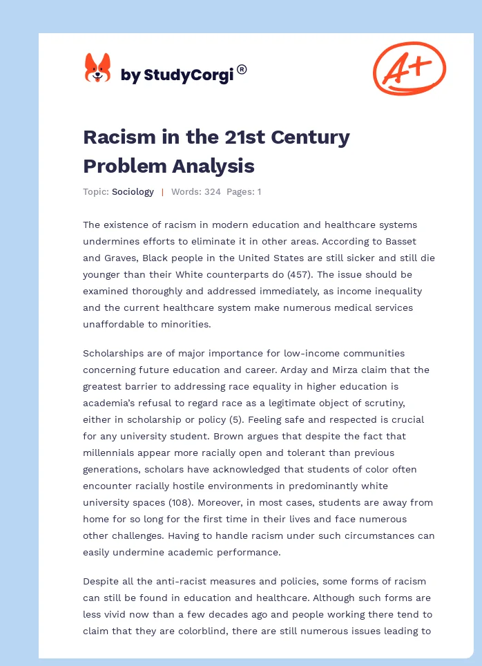 Racism in the 21st Century Problem Analysis. Page 1