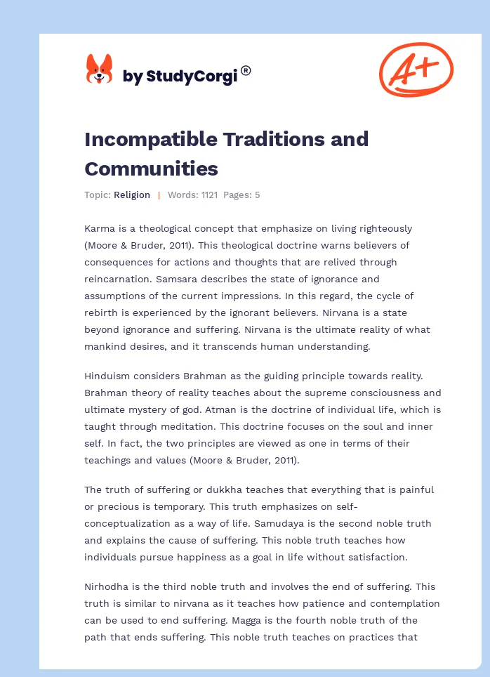 Incompatible Traditions and Communities. Page 1