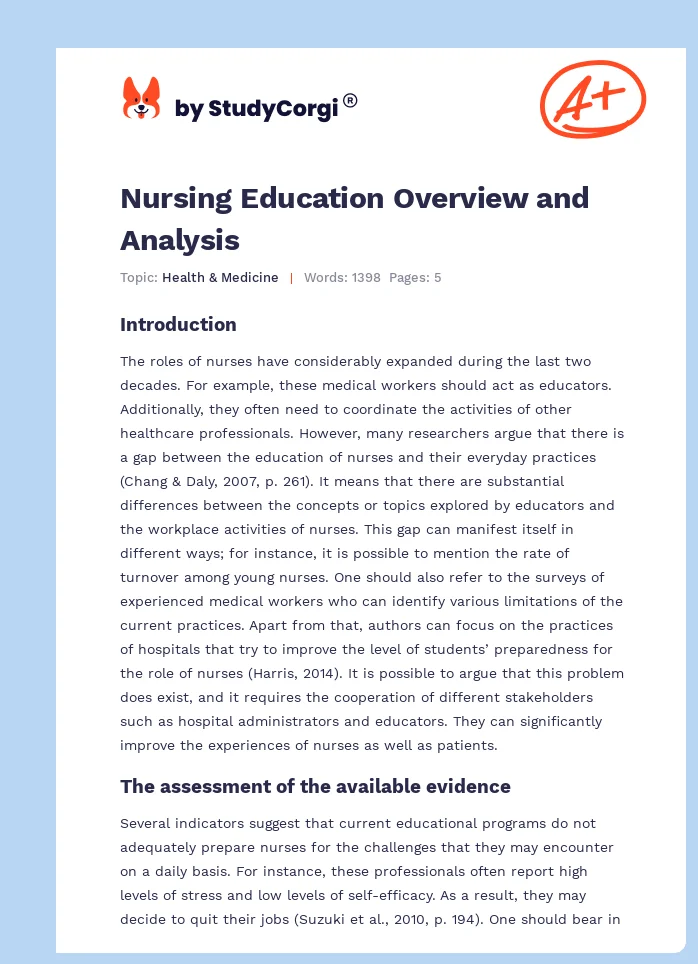 Nursing Education Overview and Analysis. Page 1