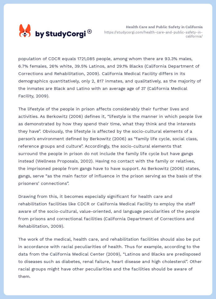 Health Care and Public Safety in California. Page 2