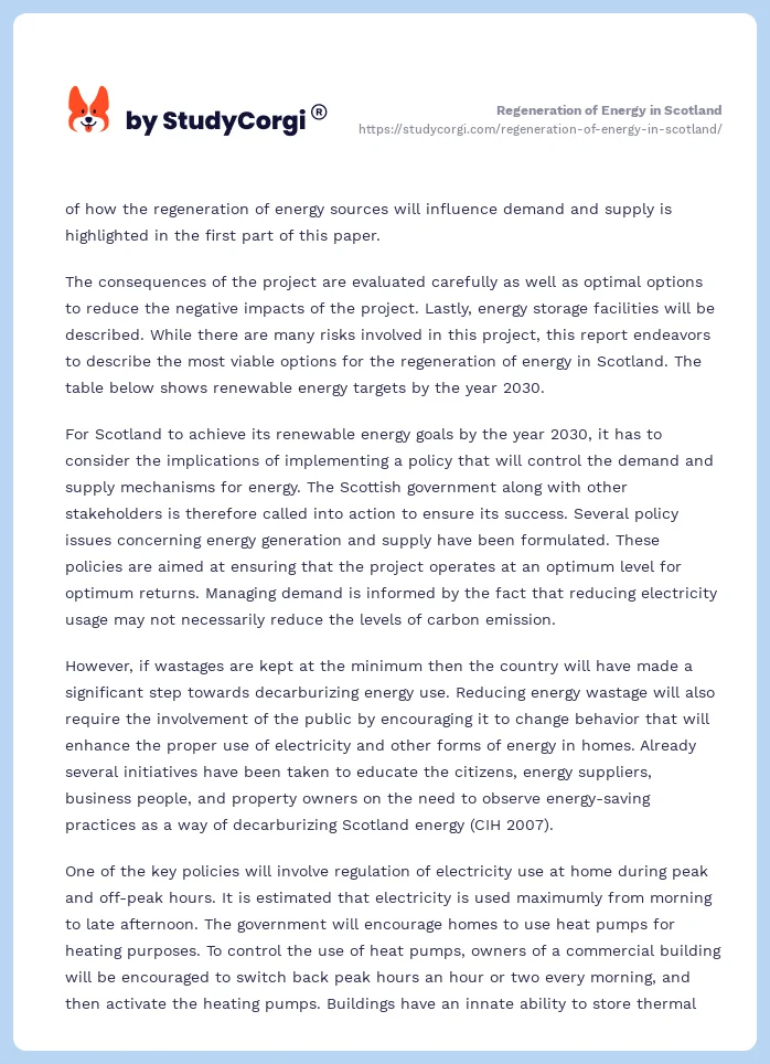 Regeneration of Energy in Scotland. Page 2
