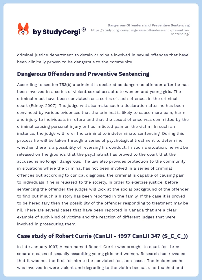 Dangerous Offenders and Preventive Sentencing. Page 2