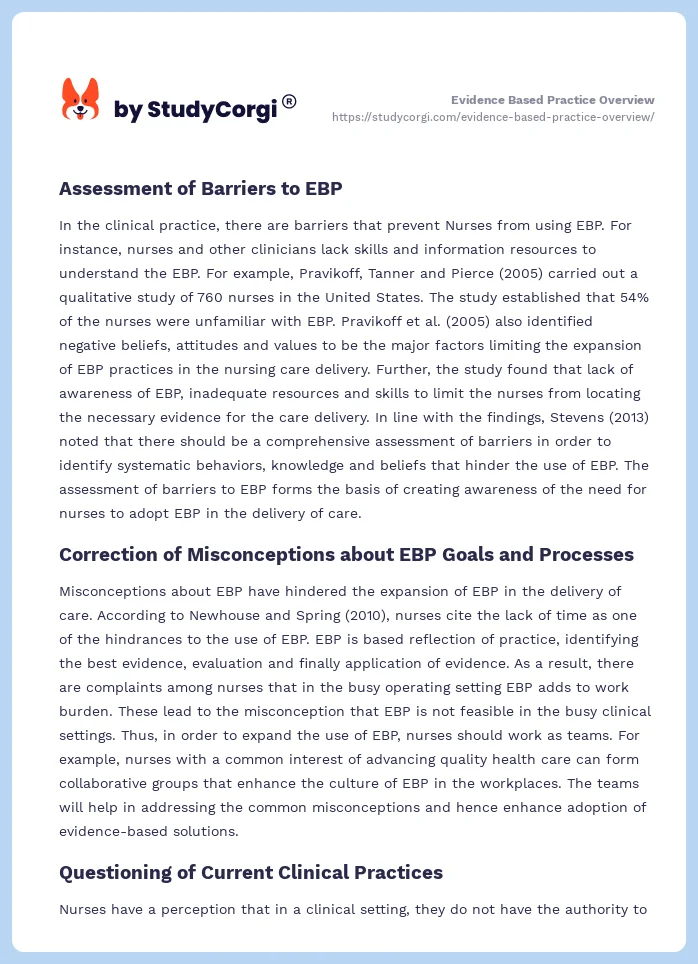 Evidence Based Practice Overview. Page 2