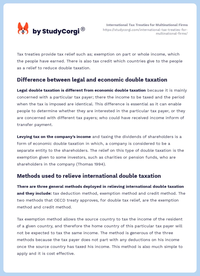 International Tax Treaties for Multinational Firms. Page 2