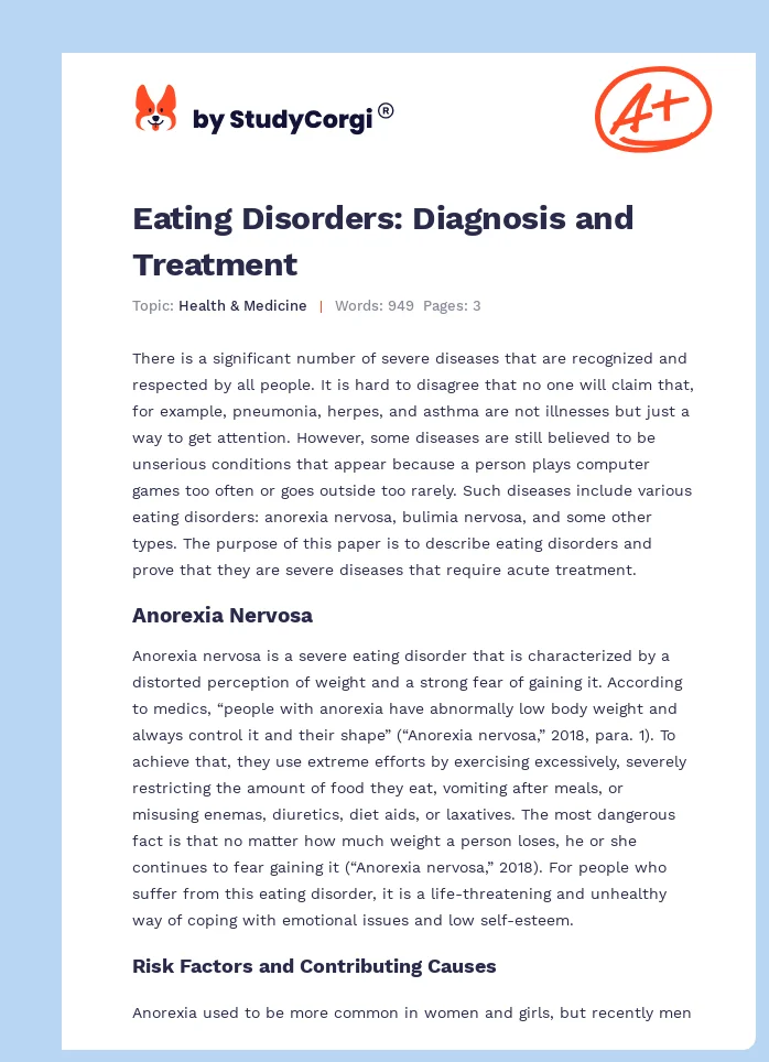 Eating Disorders: Diagnosis and Treatment. Page 1