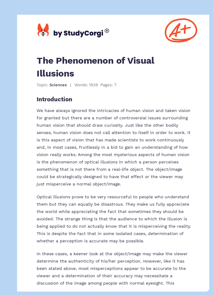 The Phenomenon of Visual Illusions. Page 1
