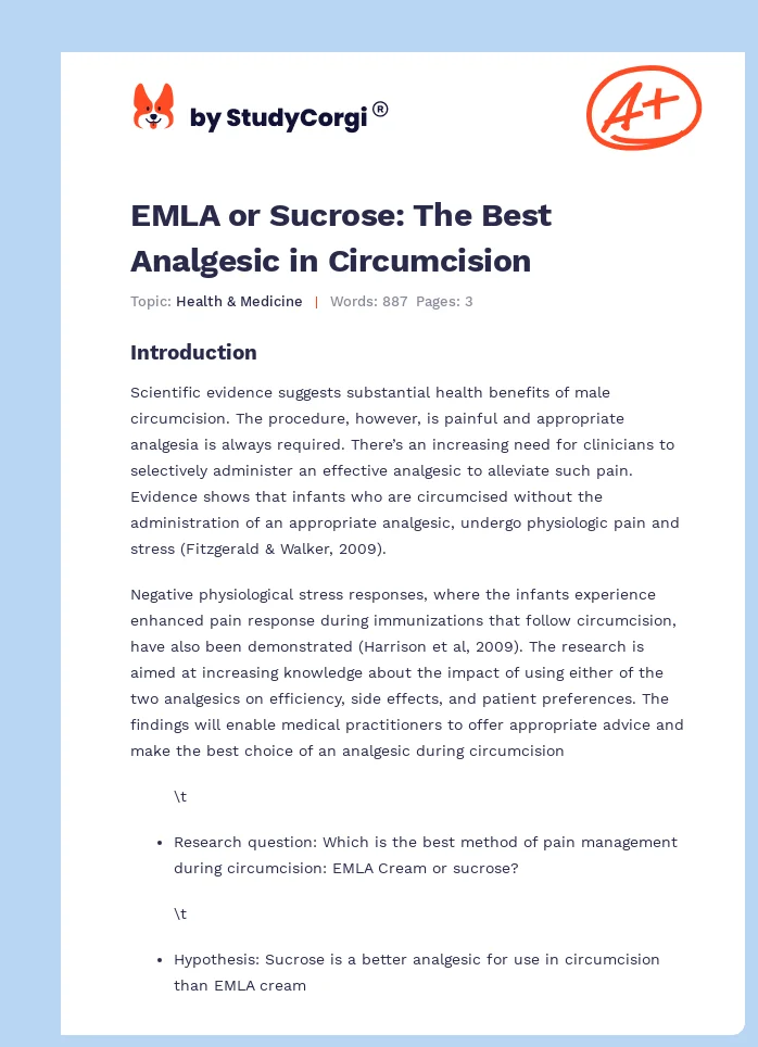 EMLA or Sucrose: The Best Analgesic in Circumcision. Page 1